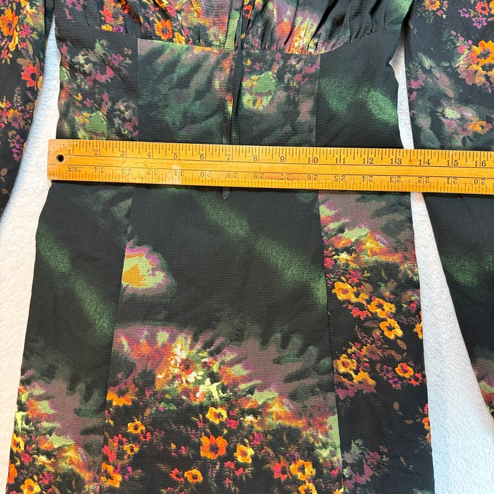 Urban Outfitters Dark Floral Balloon Sleeve Mini Dress Black Multi Size XS - Picture 5 of 10